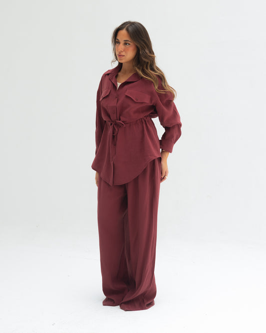 Burgundy Shirt set