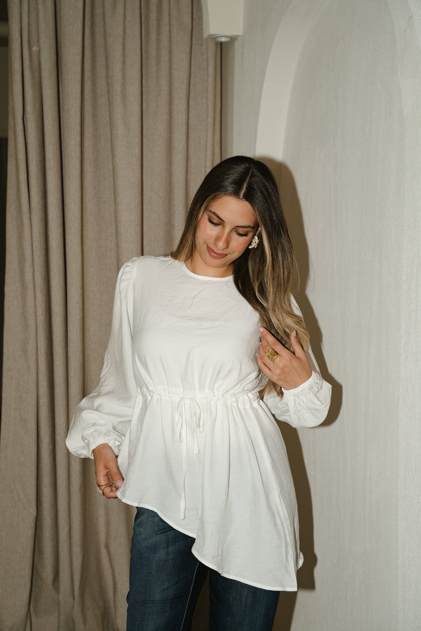 Off white Front tie Asymmetric Top