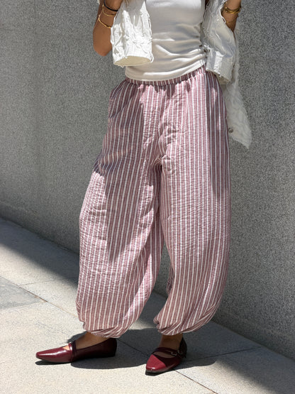 Ballon burgundy stripes pants