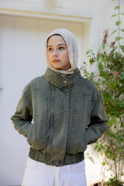 Halo Washed Olive Denim Jacket