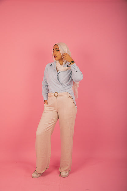 Beige Belt Pants