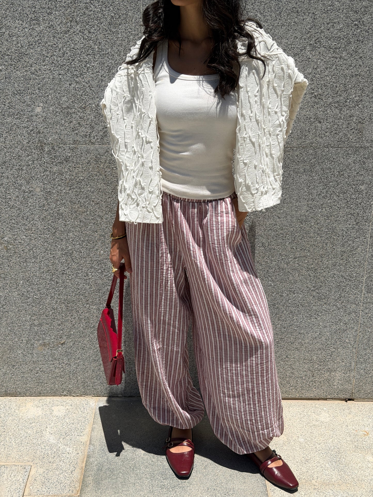 Ballon burgundy stripes pants