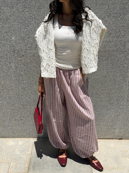 Ballon burgundy stripes pants