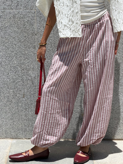 Ballon burgundy stripes pants