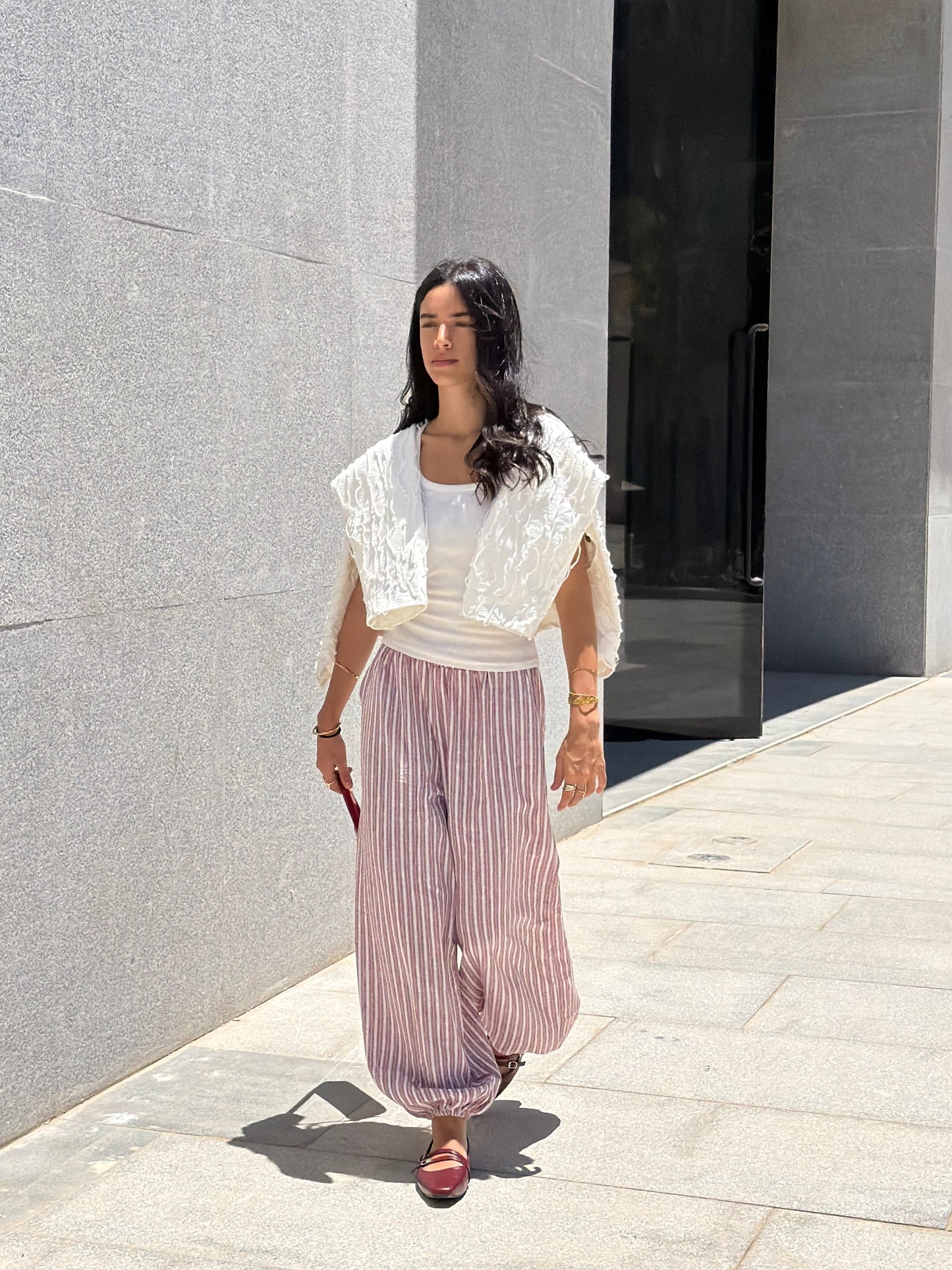 Ballon burgundy stripes pants