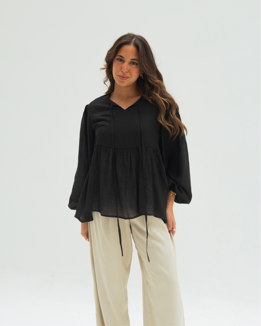 Black ruffles blouse