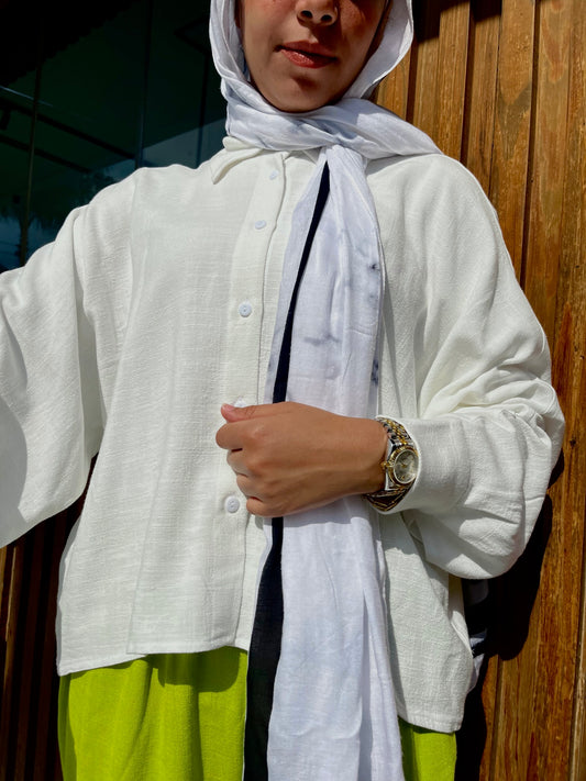 Cropped Linen Shirt - Offwhite