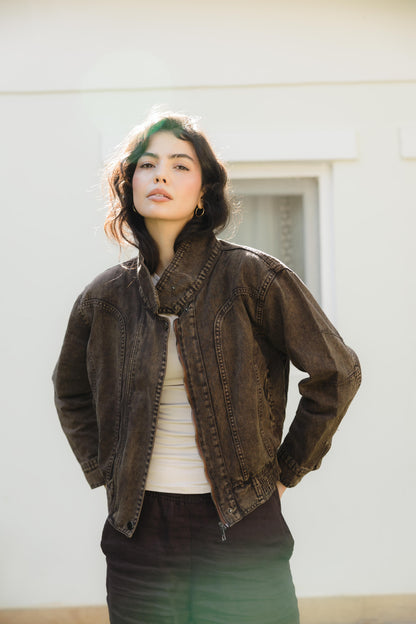 Halo Washed brown Denim Jacket