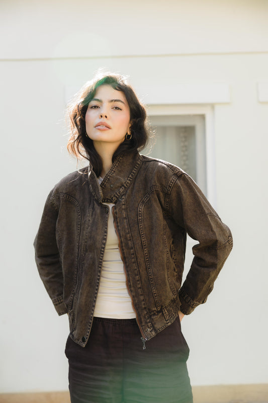 Halo Washed brown Denim Jacket