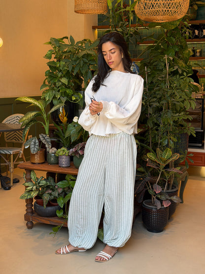Ballon olive stripes pants