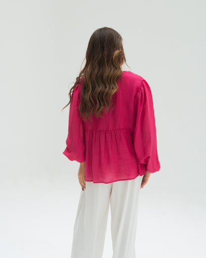 Fuchsia ruffles blouse