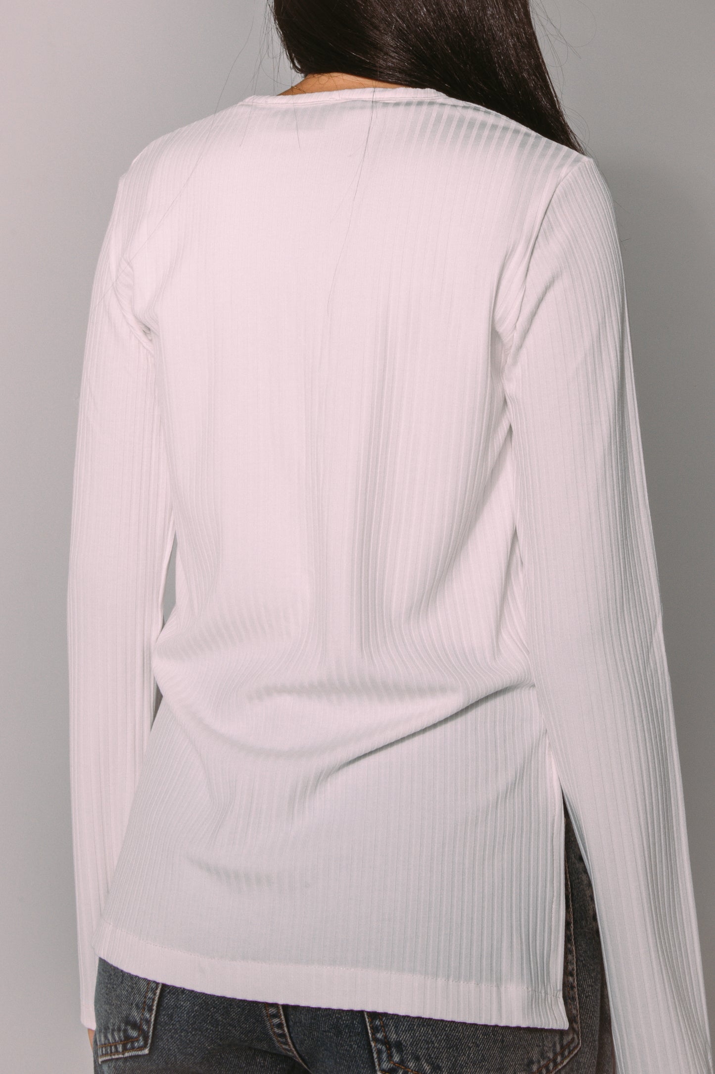 Criss Cross Ribbed Top in Off-white