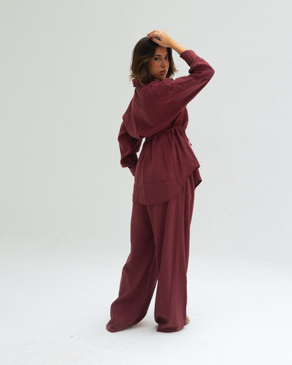 Burgundy Shirt set