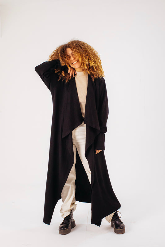 Flowy Black Coat Cardigan