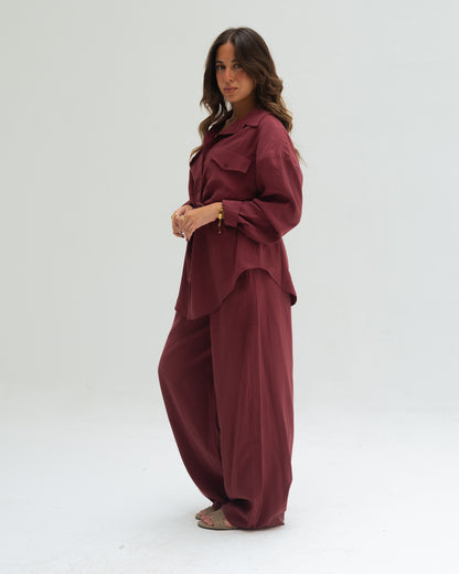 Burgundy Shirt set