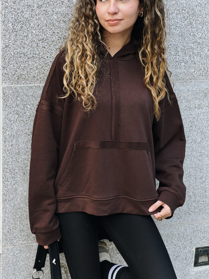 High-low summer hoodie in Brown