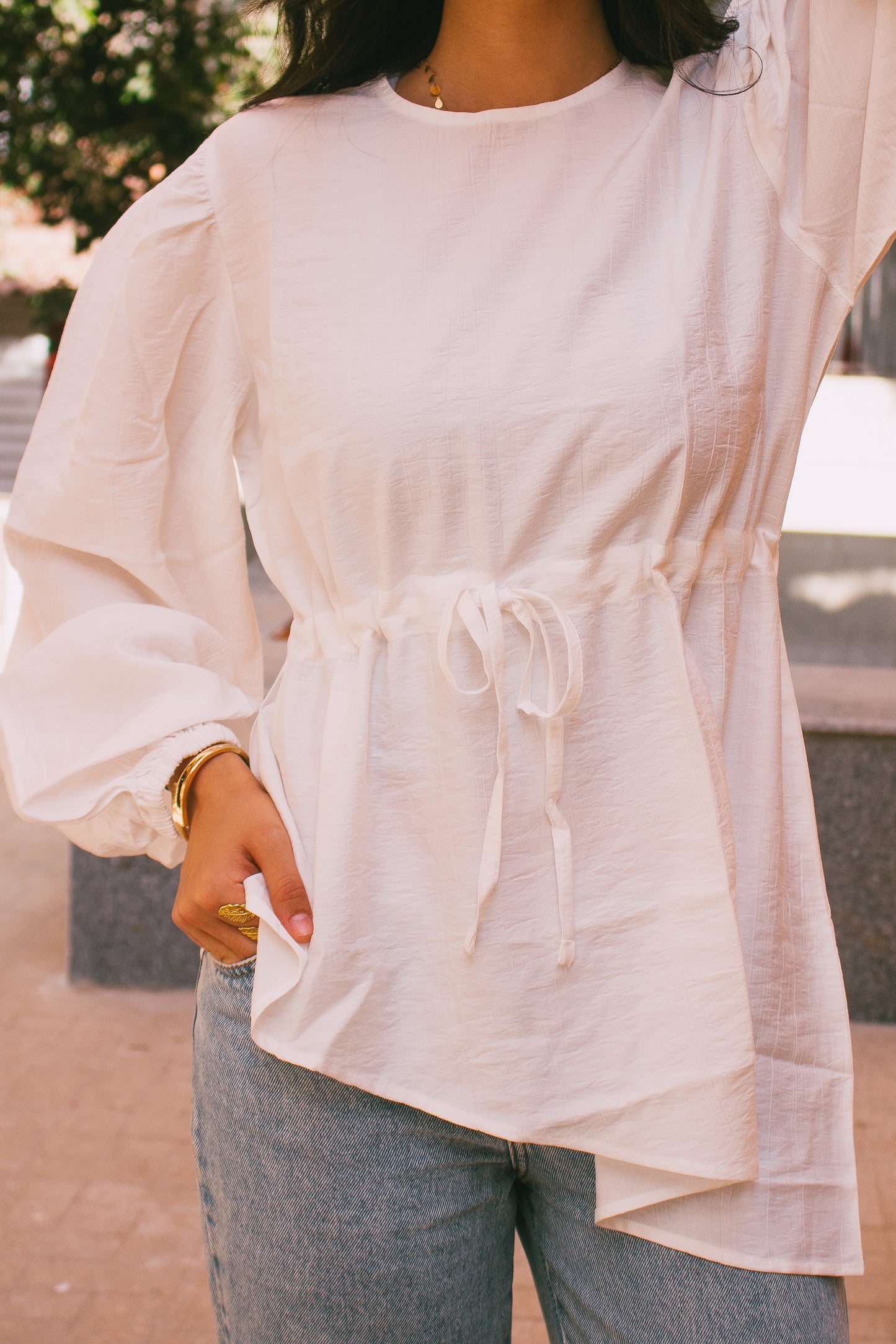 Off white Front tie Asymmetric Top
