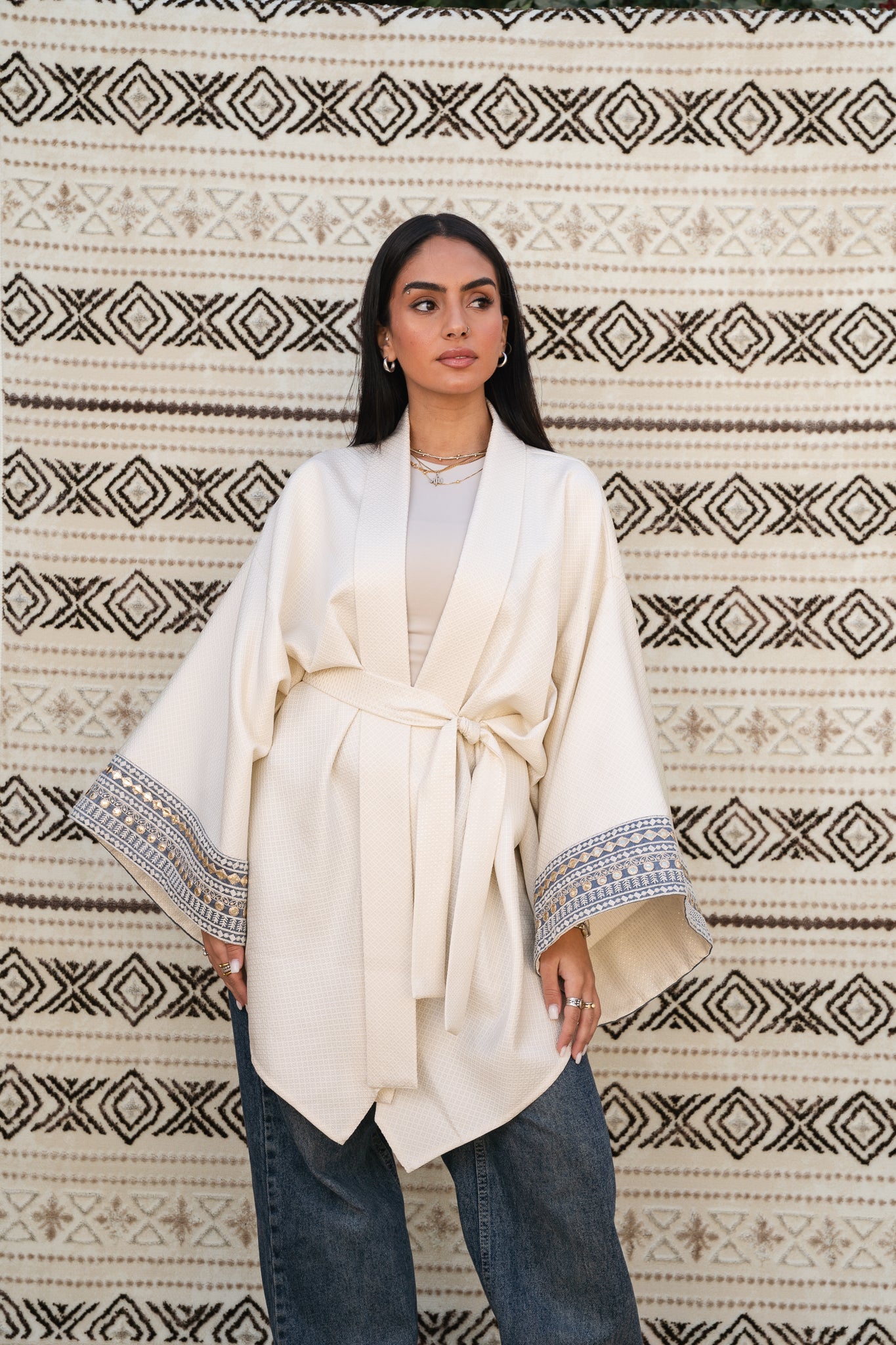 Ayla Belted Kaftan in baby blue
