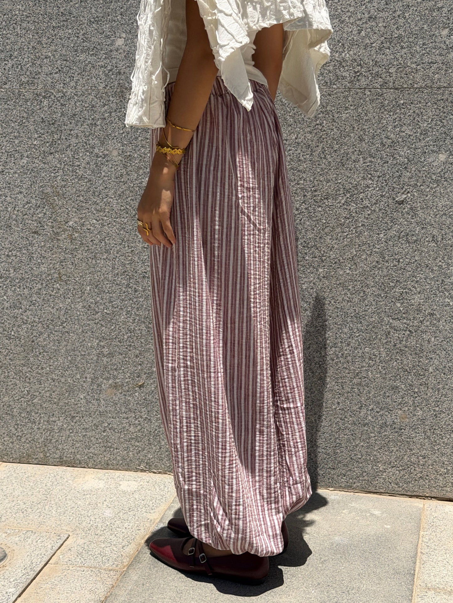 Ballon burgundy stripes pants