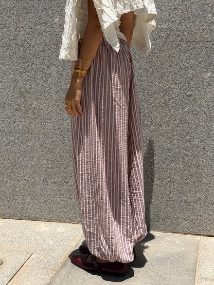 Ballon burgundy stripes pants