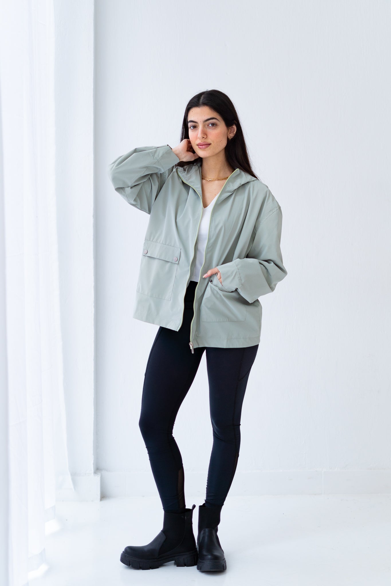Mint Waterproof leather Jacket