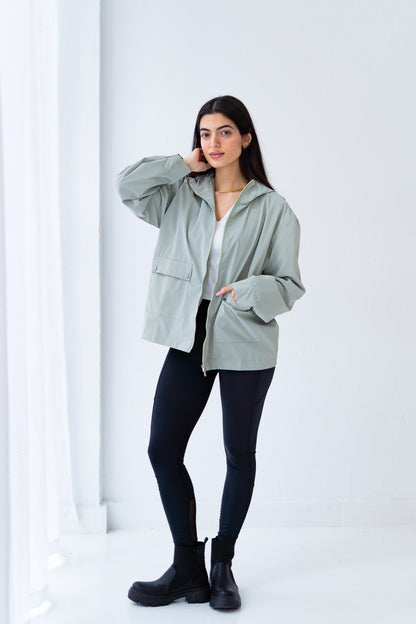 Mint Waterproof leather Jacket