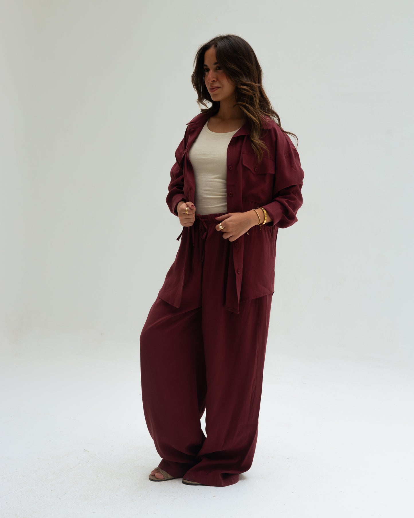Burgundy Shirt set