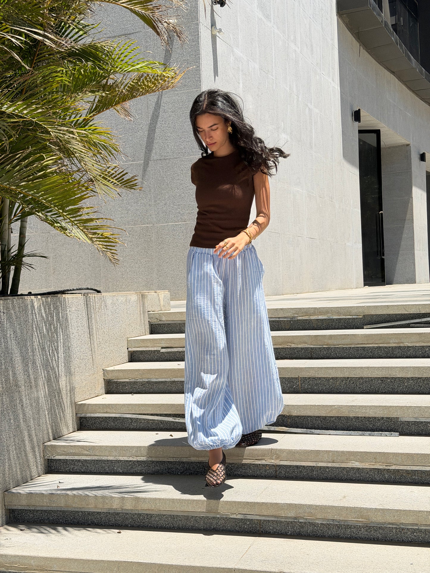 Ballon blue stripes pants