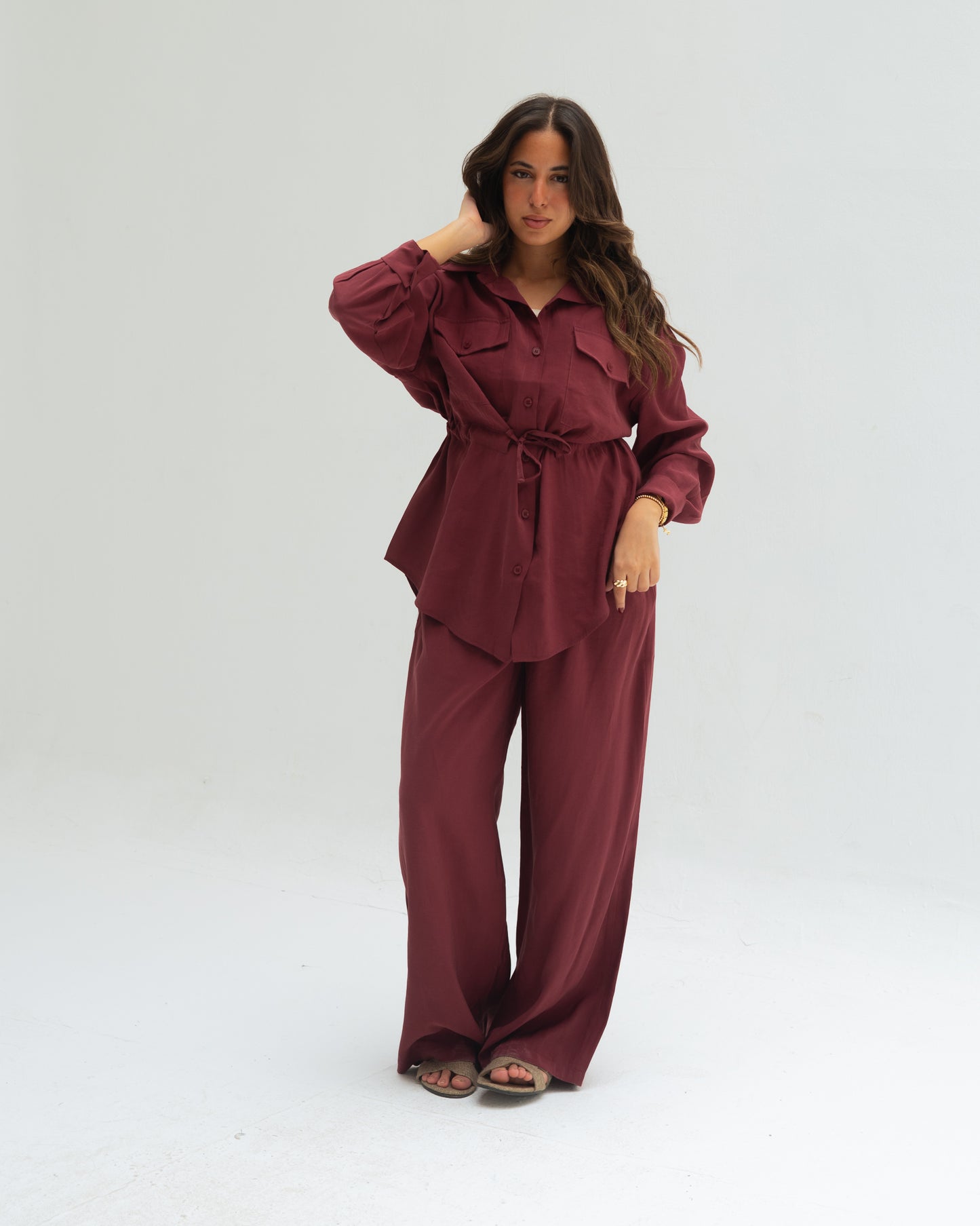 Burgundy Shirt set