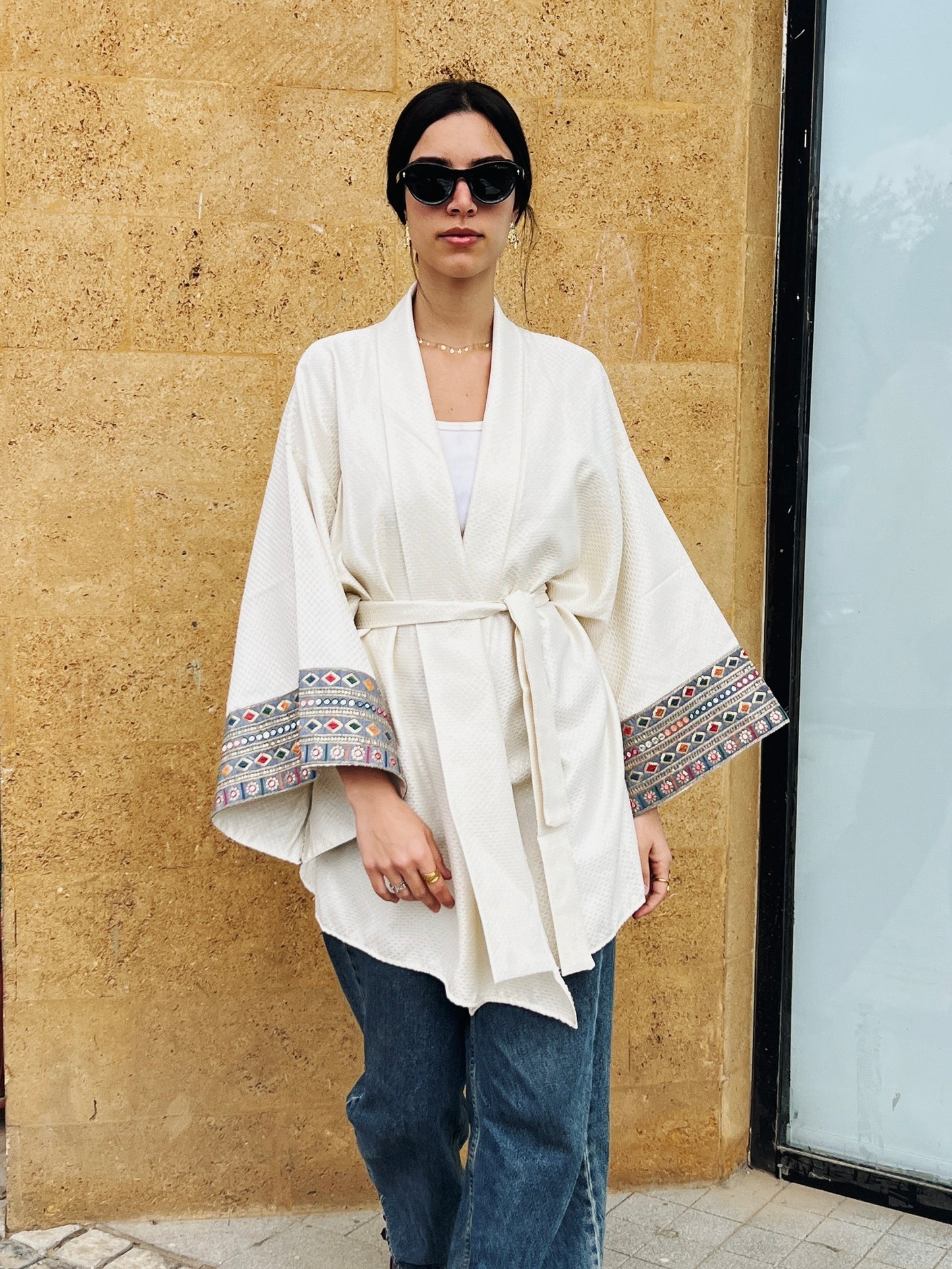 Ayla Belted Kaftan in gray