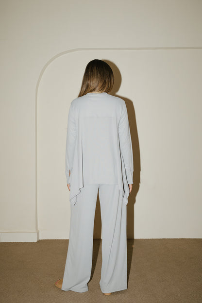 Gray Flowy ribbed set