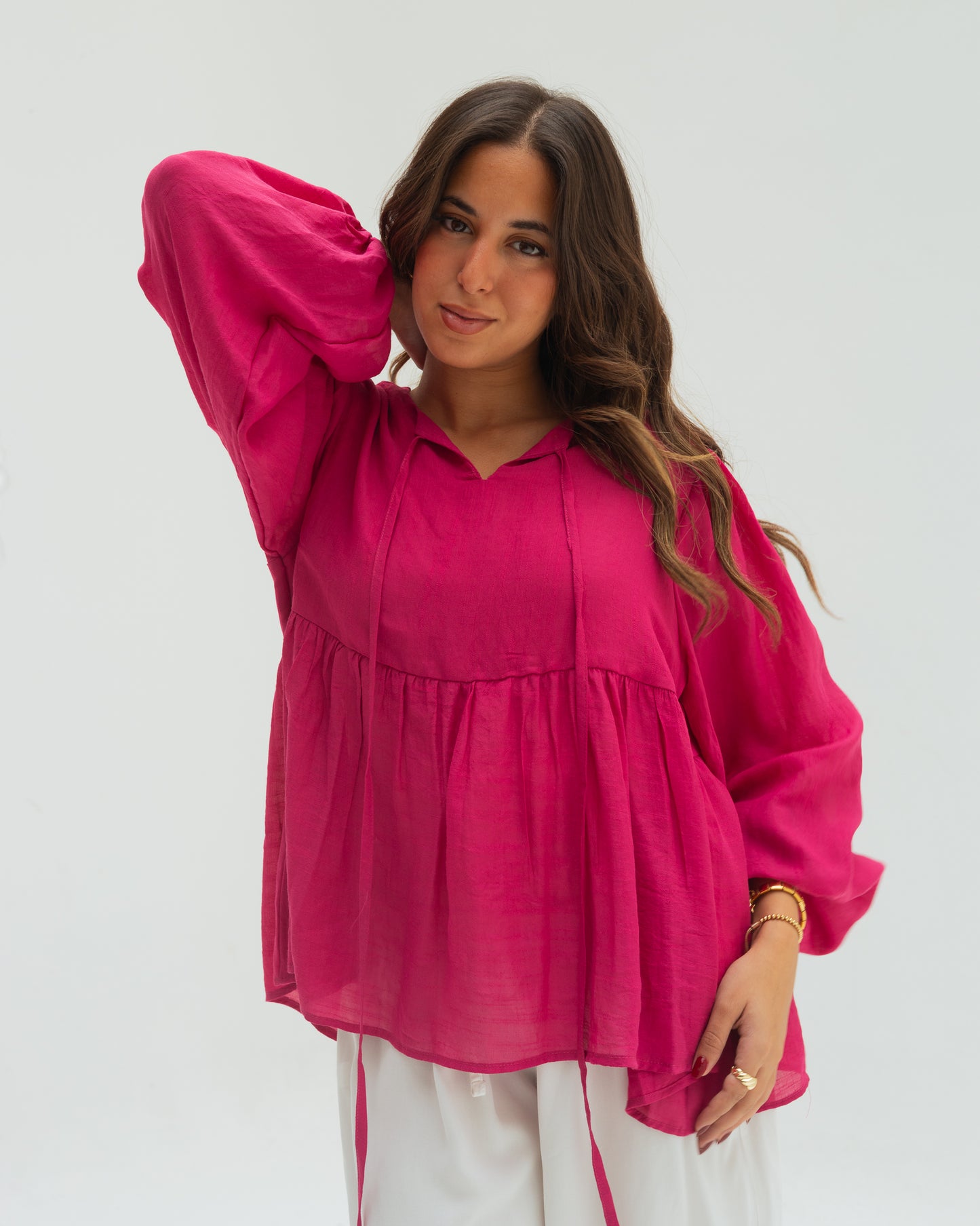 Fuchsia ruffles blouse