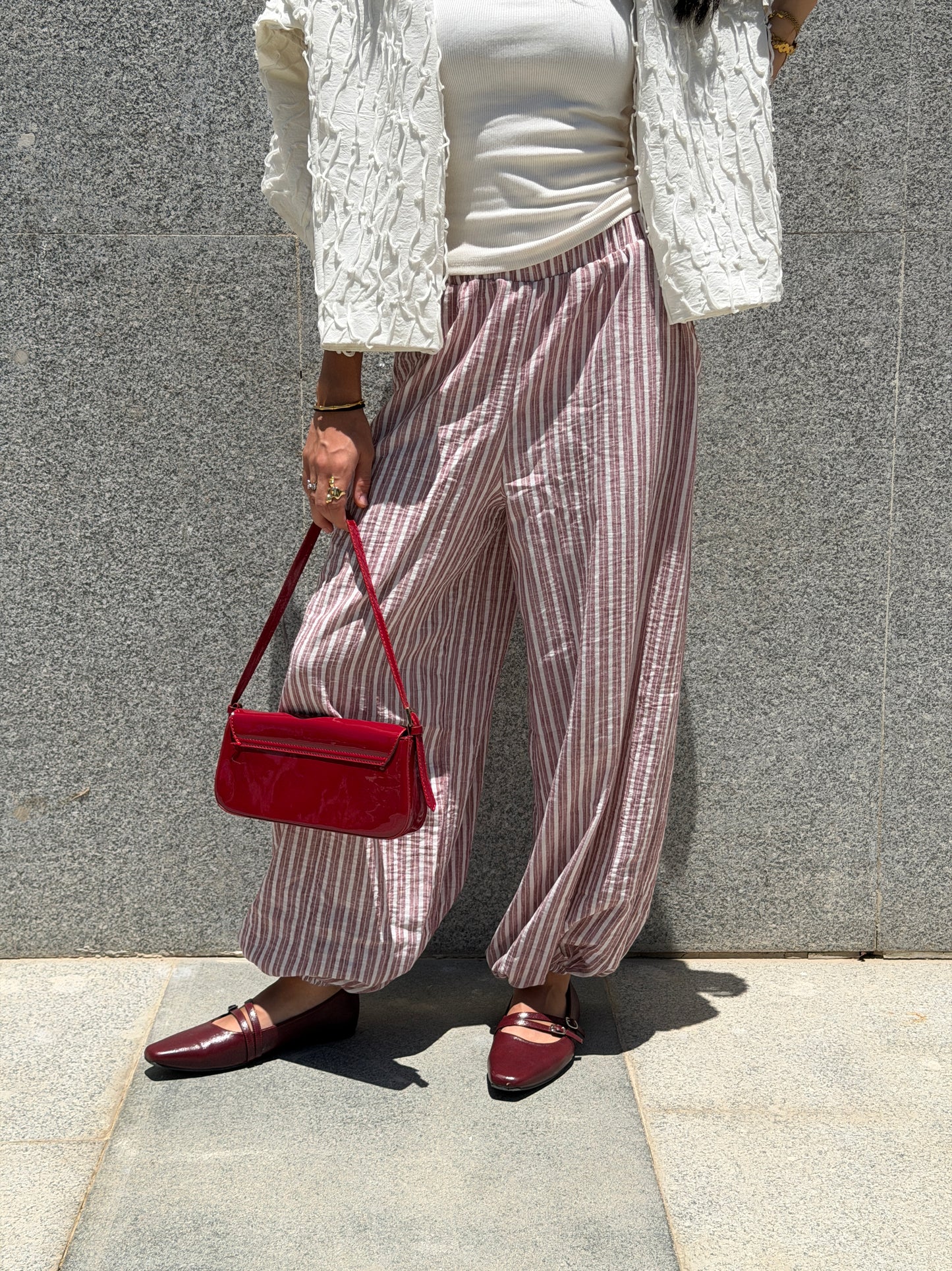 Ballon burgundy stripes pants