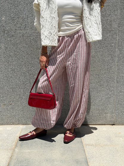 Ballon burgundy stripes pants