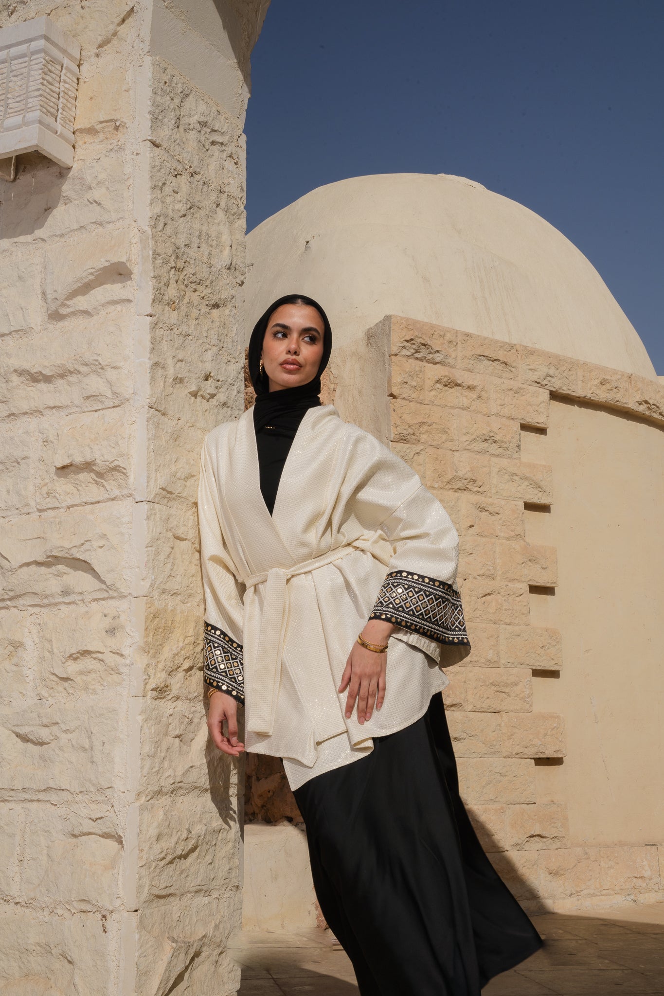 Ayla Belted Kaftan in black