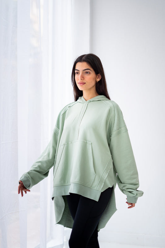 High-low summer hoodie in Mint