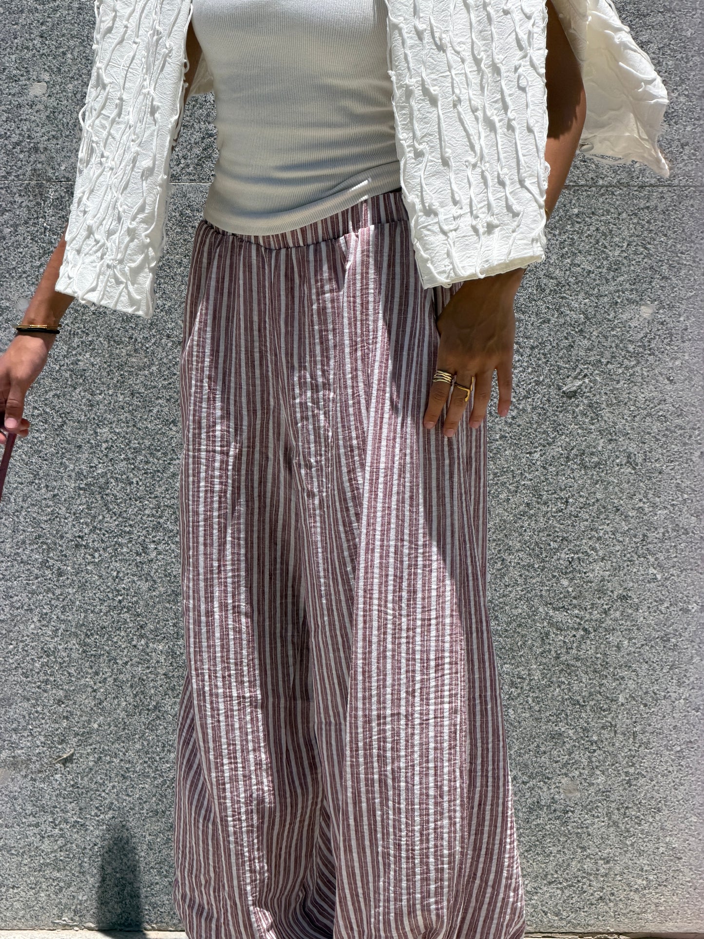Ballon burgundy stripes pants