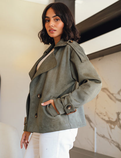 Olive Aurora Suede Jacket