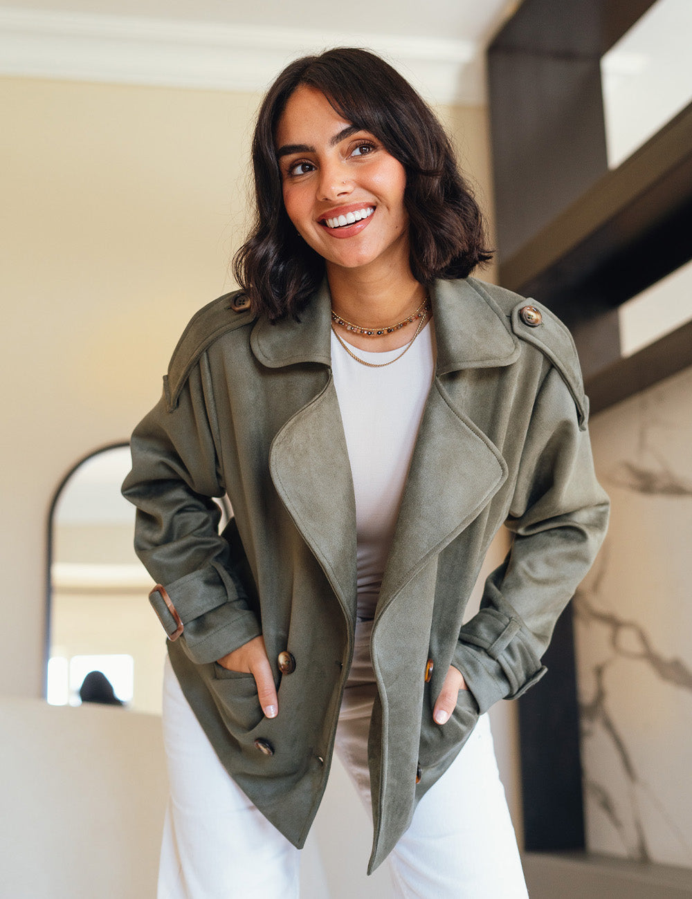 Olive Aurora Suede Jacket