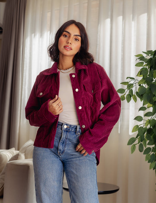 Burgandy City Girl Corduroy Jacket