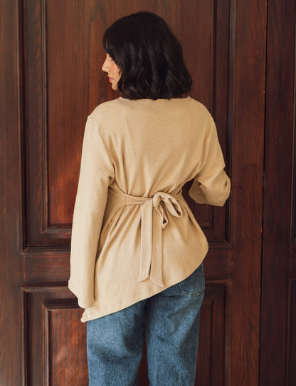 Beige Asymmetric Allure Pullover