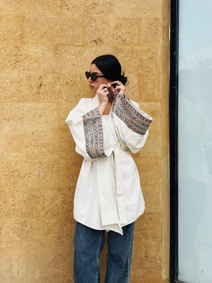 Ayla Belted Kaftan in gray