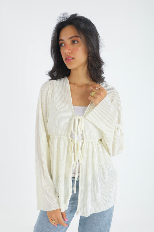 Plissé knot cream top