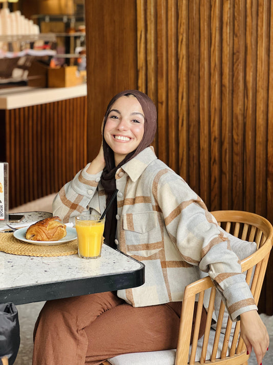 High-low Brown Plaid Shirt