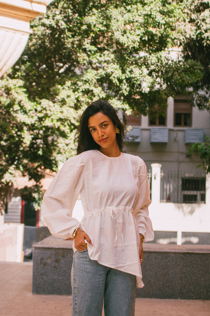 Off white Front tie Asymmetric Top