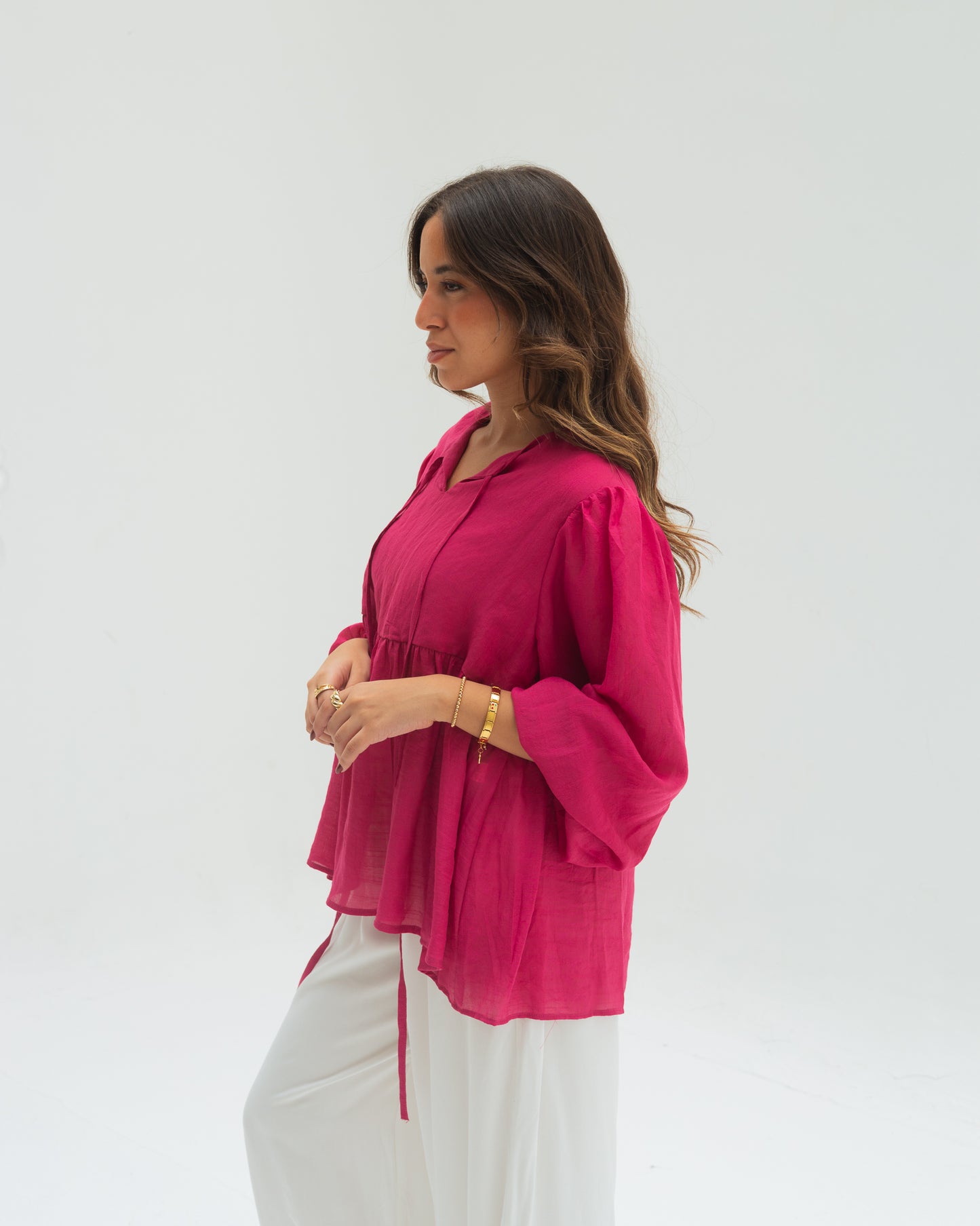 Fuchsia ruffles blouse