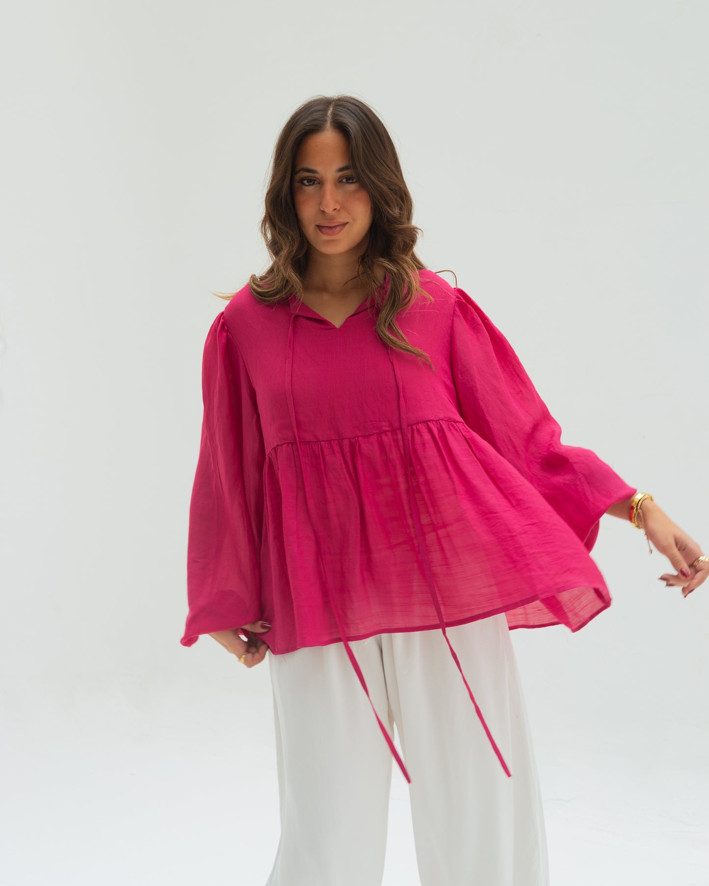 Fuchsia ruffles blouse