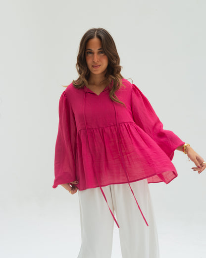 Fuchsia ruffles blouse