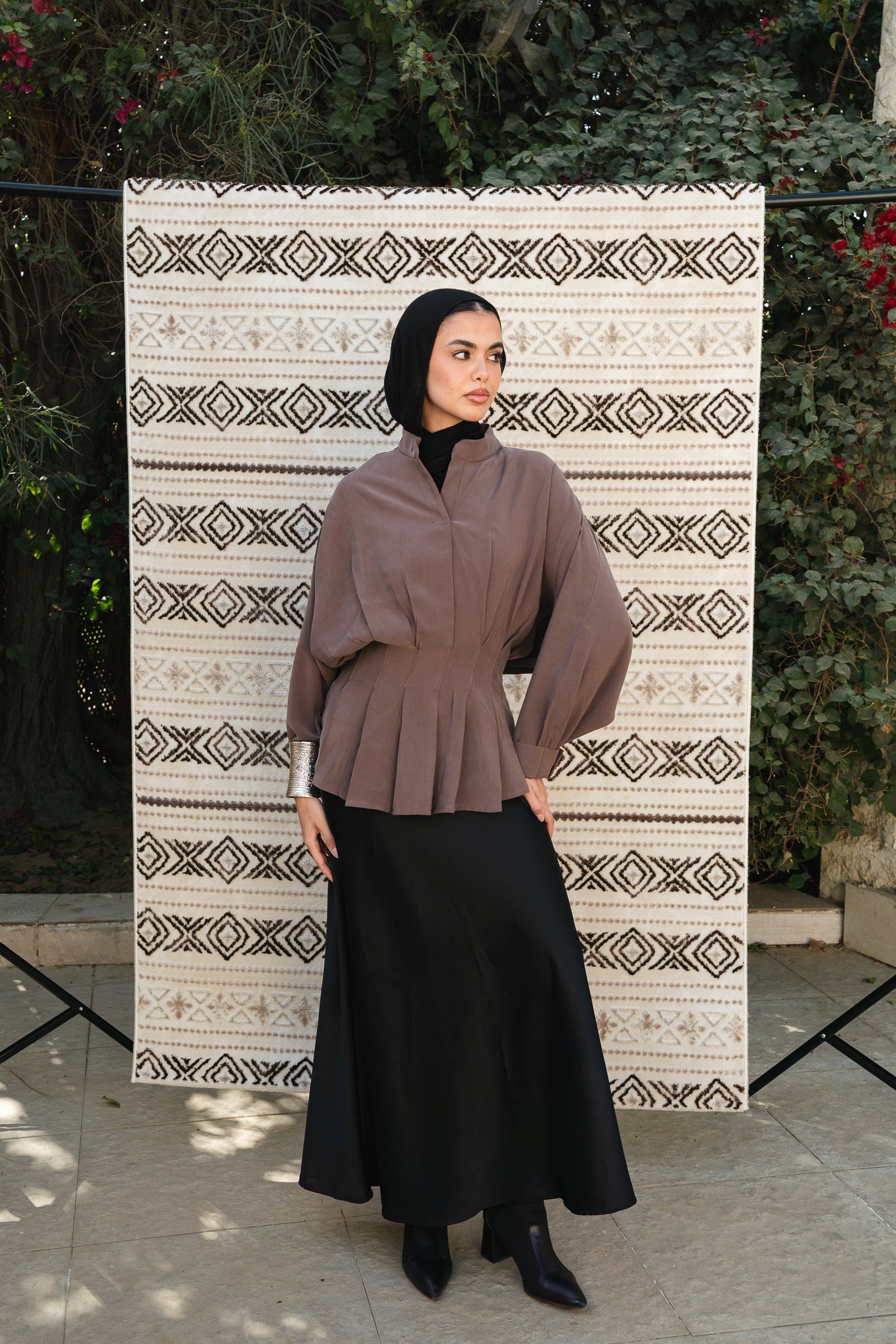 Leen Peplum Brown Blouse