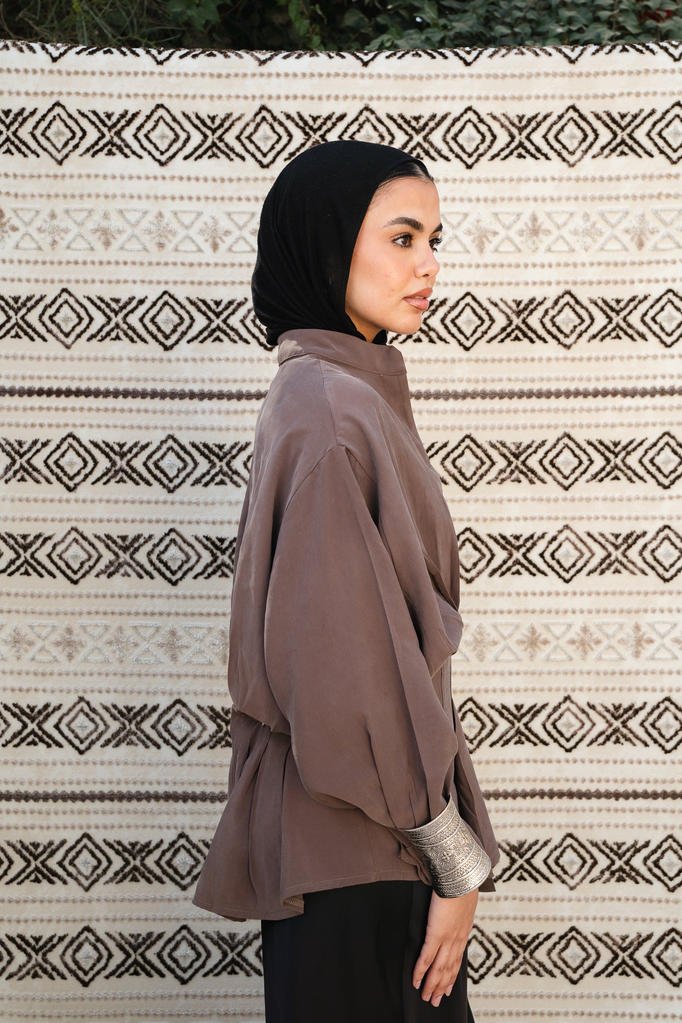 Leen Peplum Brown Blouse